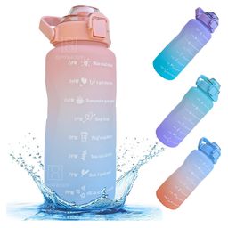 Spanker Fazer All In 1 Motivational Leakproof Water Bottle Gallon with Handle Peach & Blue - 2000 ml-image-43