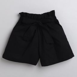 Aww Hunnie High Waist Solid  Shorts With Belt - Black-image-32