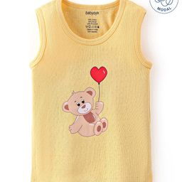 Babyoye Cotton Modal Drop Needle Sleeveless Thermal Vest with Bear Print - Cream-image-48