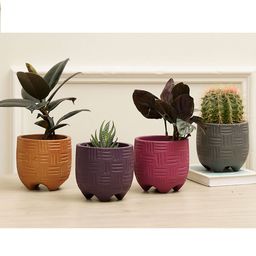 Purezento Monaco Combo Terracotta Pack of 4 Planters -  Brown Grey Maroon & Purple-6