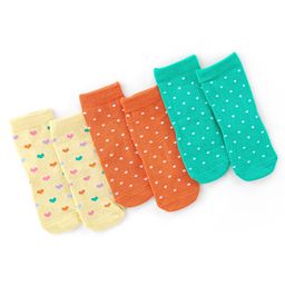 Cute Walk by Babyhug Anti Bacterial Ankle Length Socks Heart & Polka Dot Design Pack of 3 - Multicolour-image-11