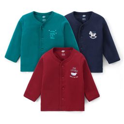 Zero Interlock Knit Full Sleeves Set Of Vests with Text  Print Pack of 3 - Navy Maroon & Teal-image-65