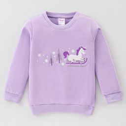 Tango Looper Knit Full Sleeves T-Shirt With Unicorn Print - Mauve-image-80