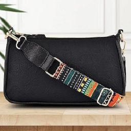 lycheebags bags Women Pu Croco Finish Black Sling Bag-picture-28