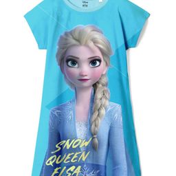 Wear Your Mind Disney Frozen Featuring Half Sleeves Elsa Printed Dress - Sky Blue-image-49