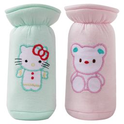 Cute Landings Soft Cotton Baby Feeding Bottle Cover Tote Bags, Pouch Hanging Loop on Neck- Pink & Blue-image-97