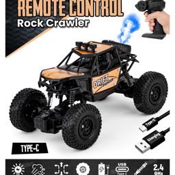 Fiddlerz Remote Control Car for Kids 4WD Rock Crawler Monster Truck with Mist Spray Effect Off-Road Climbing RC Car for Boys and Girls Age 4+ (Golden)-11