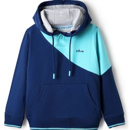 Pine Kids Cotton Knit Full Sleeves Cut & Sew Solid Color Hooded Sweatshirt - Navy Blue-picture-47
