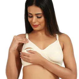 Mine4Nine Knit Solid Maternity Non Padded Bra With Nursing Access - Cream-picture-49