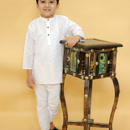 MoMaa Boys Regular Chikankari Pure Cotton Kurta with Dhoti Pants-40