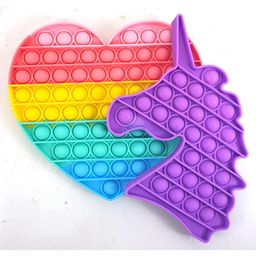 FunBlast Jumbo Heart & Unicorn Pop it Silicon Fidget Toy Pack of 2 - Multicolor image 2