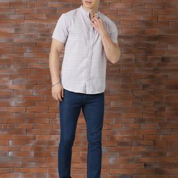 Mast & Harbour Men Standard Fit Checked Mandarin Collar Casual Shirt-image-50