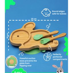 Starkiddo Rabbit Bamboo Suction Plate and Learning Weaning Set - Green image 3