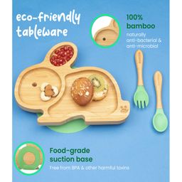 Starkiddo Rabbit Bamboo Suction Plate and Learning Weaning Set - Green image 5