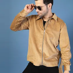 Rigo Men Spread Collar Solid Corduroy Casual Bomber Jacket-image-45
