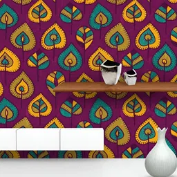 ArtzFolio Purple & Yellow Printed Self-Adhesive Water-Resistant Wallpaper-image-25