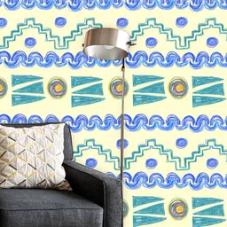 ArtzFolio Cream & Blue Printed Peel & Stick Wall Decals-15