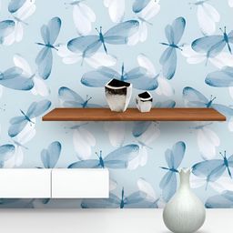 ArtzFolio Blue & White Butterfly Printed Water Resistant Peel & Stick Wallpaper-image-5
