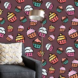 ArtzFolio Mauve & Black Cupcake Printed Self Adhesive Wallpaper-image-10