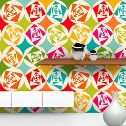 ArtzFolio Green & Pink Abstract Printed Self Adhesive Decals & Wall Sticker-1