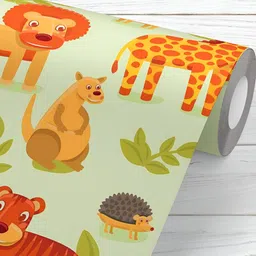 ArtzFolio Green & Yellow Animals Printed Water Resistant Peel & Stick Wallpaper-image-8