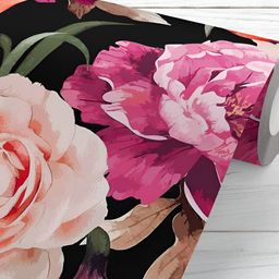 ArtzFolio Black & Pink Floral And Botanical Printed Self Adhesive Wall Sticker-46