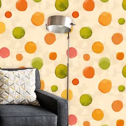 ArtzFolio Beige & Green Dots Printed Self-Adhesive Wallpaper-image-5
