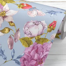 ArtzFolio Blue & Pink Printed Self-Adhesive Water-Resistant Wallpaper-12