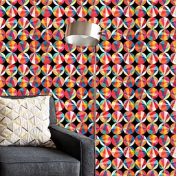 ArtzFolio Black & Red Geometric Printed Self Adhesive Water Resistant Wallpaper-0