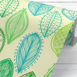 ArtzFolio Beige & Green Floral Printed Peel & Stick Self Adhesive Wallpaper-image-53