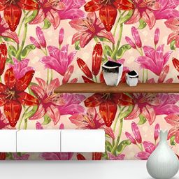 ArtzFolio Cream & Pink Floral Printed Self-Adhesive Wallpaper-image-65