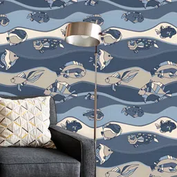ArtzFolio Blue & Beige Printed Self-Adhesive Wall Sticker-image-94