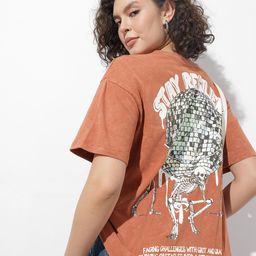 The Roadster Life Co. Graphic Printed Washed Effect Pure Cotton Oversized T-shirt-picture-43