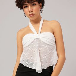 DressBerry Dew-Kissed Halter Lacey Glam Crop Top-image-37