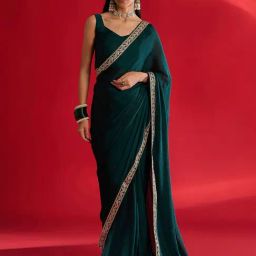 Saree Mall Blue Embellished Sarees With Unstitched Blouse-picture-30