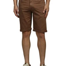 Louis Philippe Brown Cotton Slim Fit Shorts-image-89