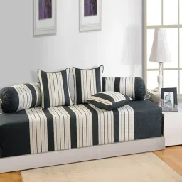 Swayam Magical Linea Grey & White Cotton 180 TC, Diwan Set of 6-image-47