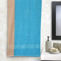 Bianca D'ross Beige & Blue 380 GSM Bath Towels - Set of 2-picture-46