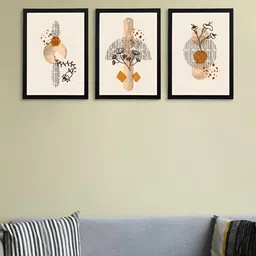 Giftii 3Pcs Grey & White Printed Wooden Framed Wall Painting-10