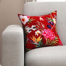SEJ by Nisha Gupta Maroon & Green Single Floral Square Cushion Cover-picture-44