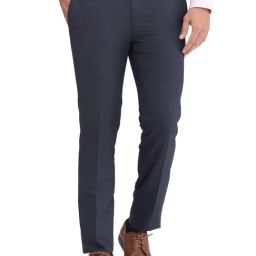 Raymond Blue Slim Fit Checks Trousers-image-94