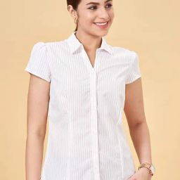 Annabelle by Pantaloons Off-White Striped Formal Shirt-picture-30