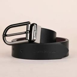 Louis Stitch Black Leather Reversible Belt for Men-picture-27
