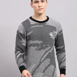 Monte Carlo Black Regular Fit Self Pattern Pullover-37