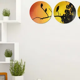 THE QUIRKY HOME 3Pcs Red & Black Printed Ceramic Premium Decorative Wall Plates-picture-4