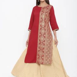 Juniper Maroon Printed Rayon Kurta-image-67