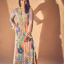 Payal Singhal Embroidered Print Maxi Dress-image-7