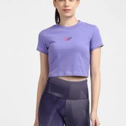 Reebok Classics Purple Fitted Tight Crop Tee-image-42