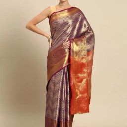 JUST FASHION Purple Silk Woven Saree With Unstitched Blouse-picture-37