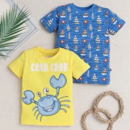 Bumzee Yellow Cotton Printed T-Shirt for Boys-picture-2
